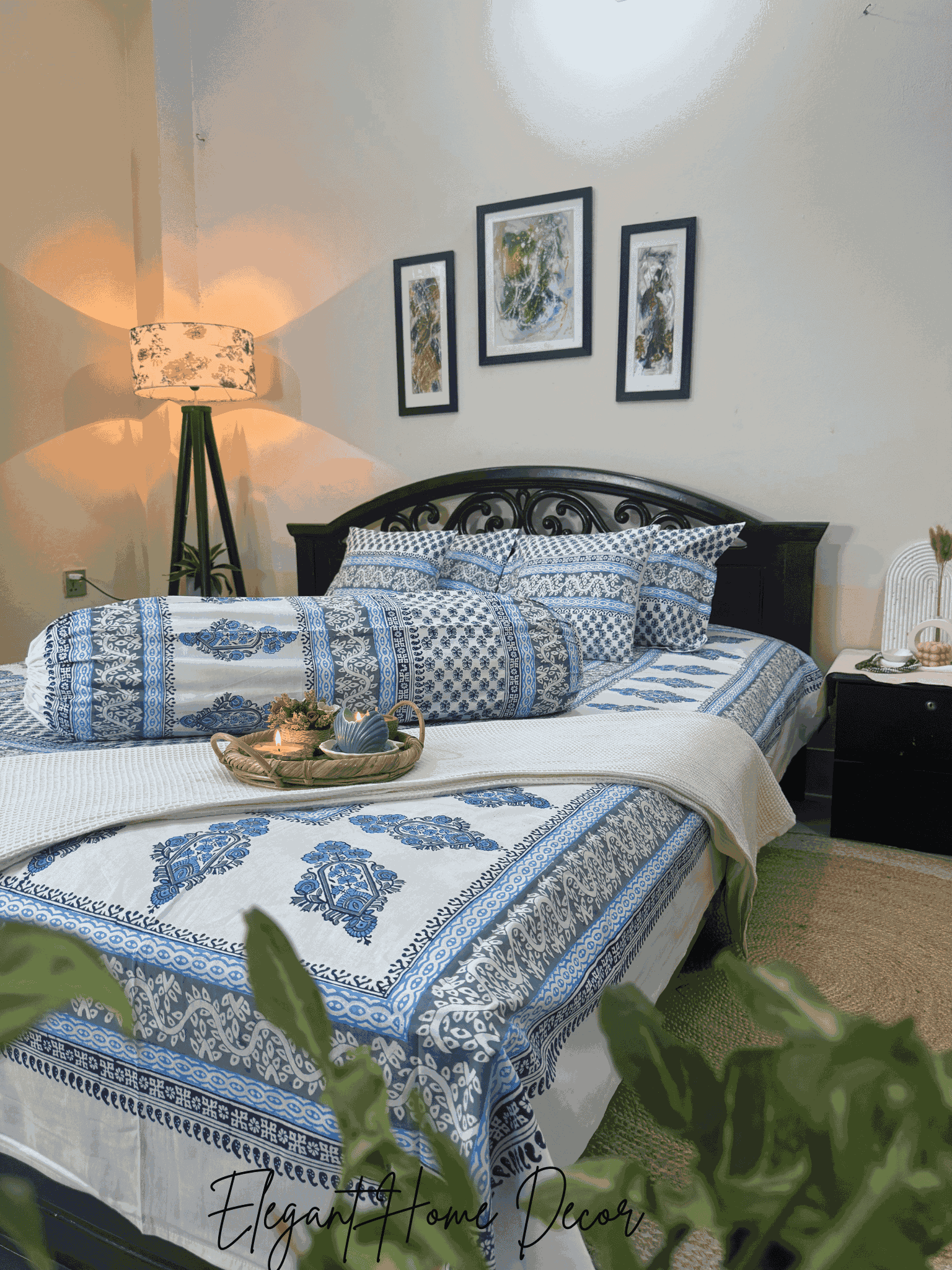 hand block Jaipuri bedsheet