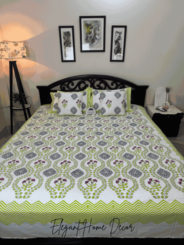 Hand Block bedsheet blue